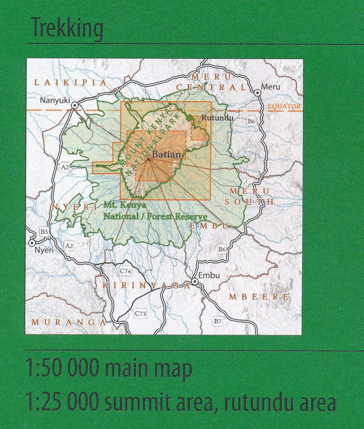 Carte de randonnée - Parc national du mont Kenya, n° 0/16 | Alpenverein carte pliée Alpenverein 