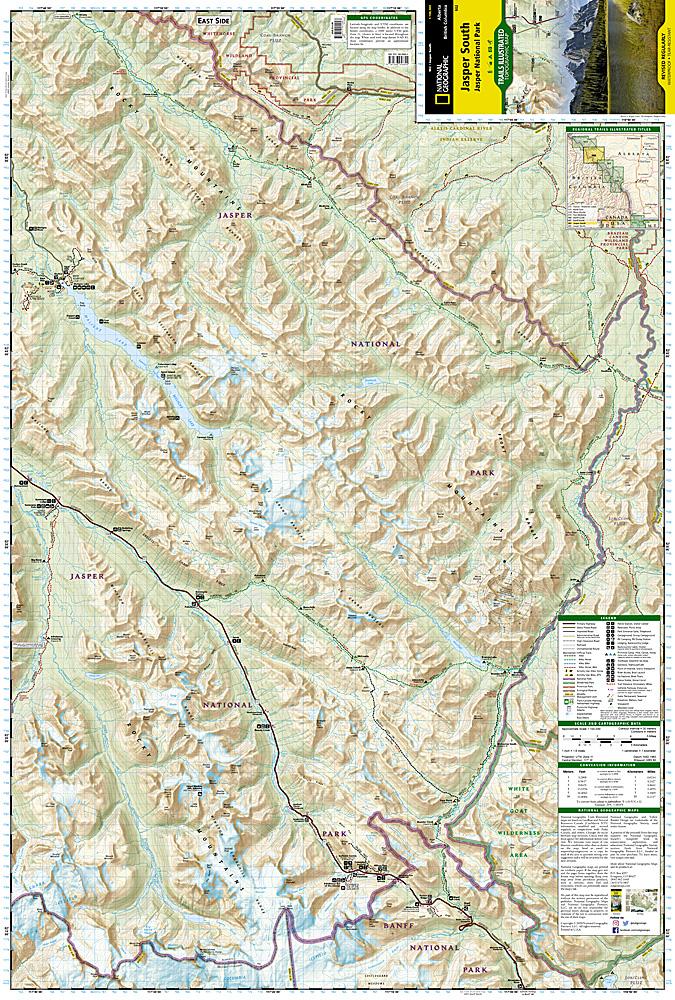 Carte de randonnée - Parc national Jasper (Sud) | National Geographic carte pliée National Geographic 