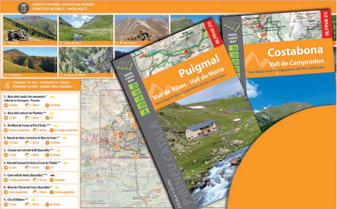Lot de 2 cartes de randonnée - Parc Naturel de Capçaleres del Ter (Pyrénées catalanes, Espagne) | Alpina carte de randonnée Editorial Alpina