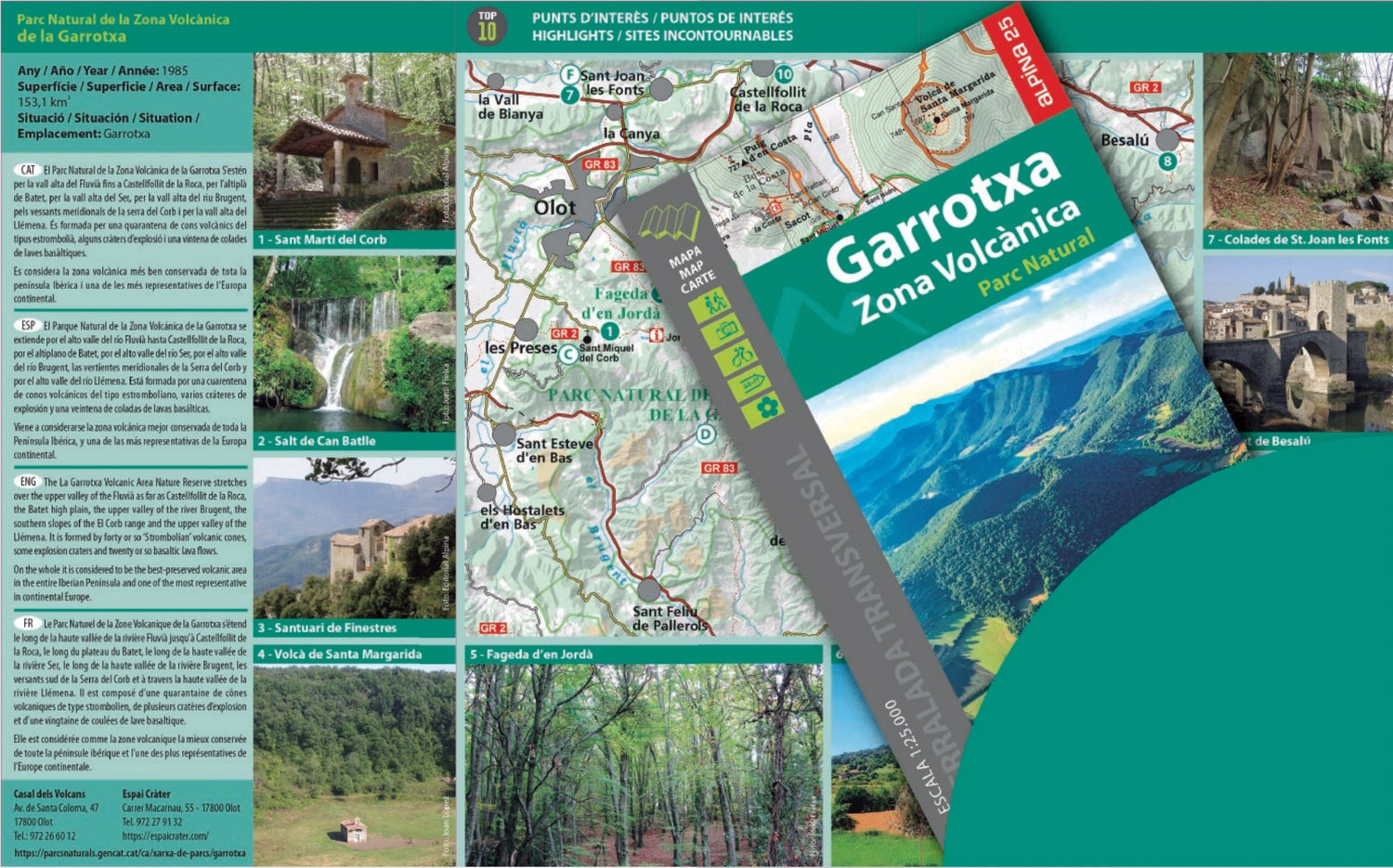 Carte de randonnée - Parc naturel de la zone Volcanique de la Garrotxa (Catalogne) | Alpina carte de randonnée Editorial Alpina