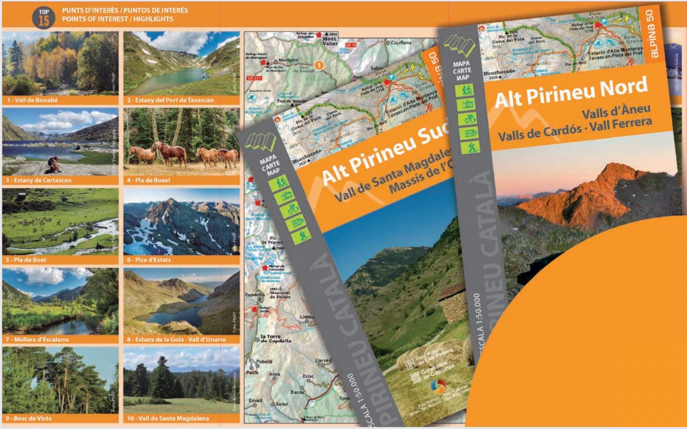 Lot de 2 cartes de randonnée - Parc Naturel de l'Alt Pirineu (Pyrénées) | Alpina carte de randonnée Editorial Alpina