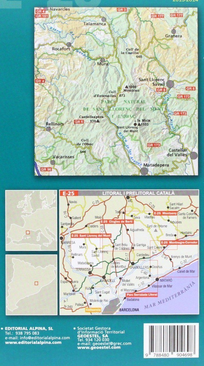 Carte de randonnée - Parc naturel de Sant Llorenç del Munt i L'Obac (Catalogne) | Alpina carte de randonnée Editorial Alpina