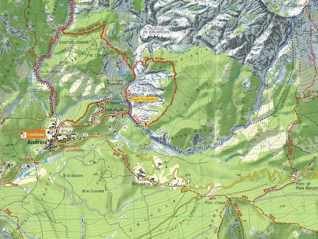 Carte de randonnée - Parc Naturel des Dolomites Frioulanes | Tabacco carte de randonnée Tabacco