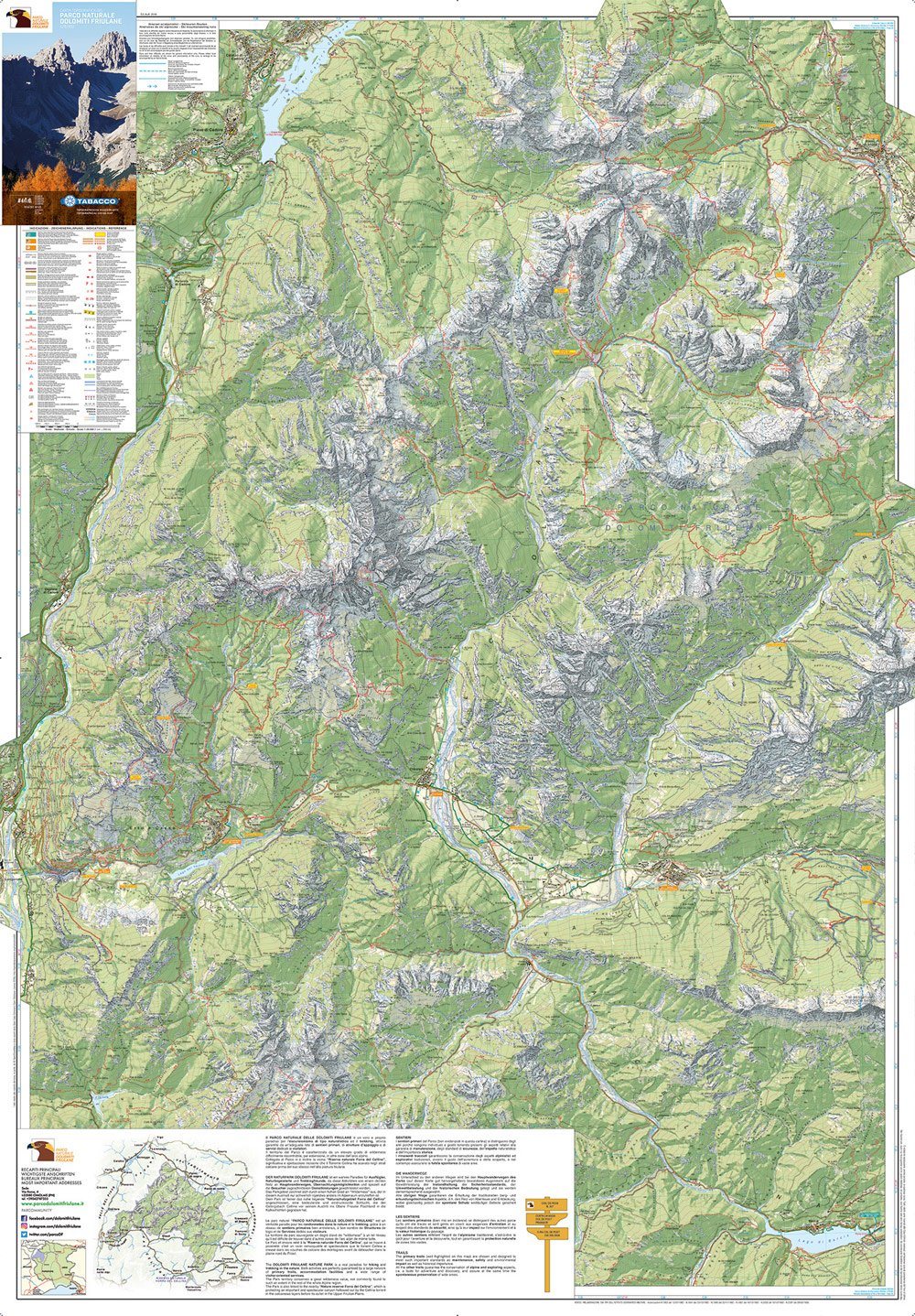 Carte de randonnée - Parc Naturel des Dolomites Frioulanes | Tabacco carte de randonnée Tabacco