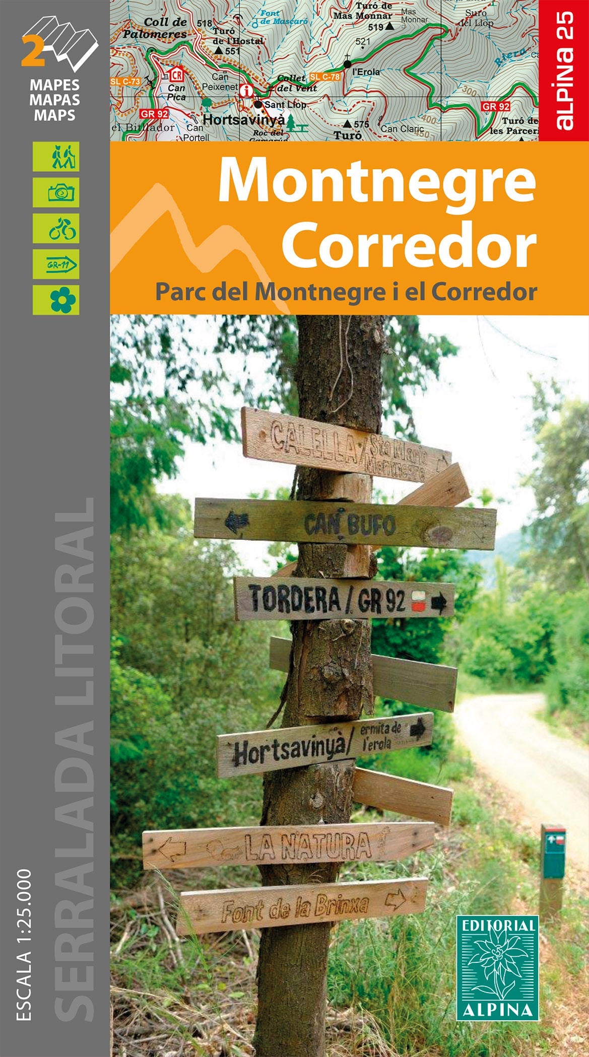 Lot de 2 cartes de randonnée - Parc naturel du Montnegre et el Corredor (Catalogne) | Alpina carte de randonnée Editorial Alpina