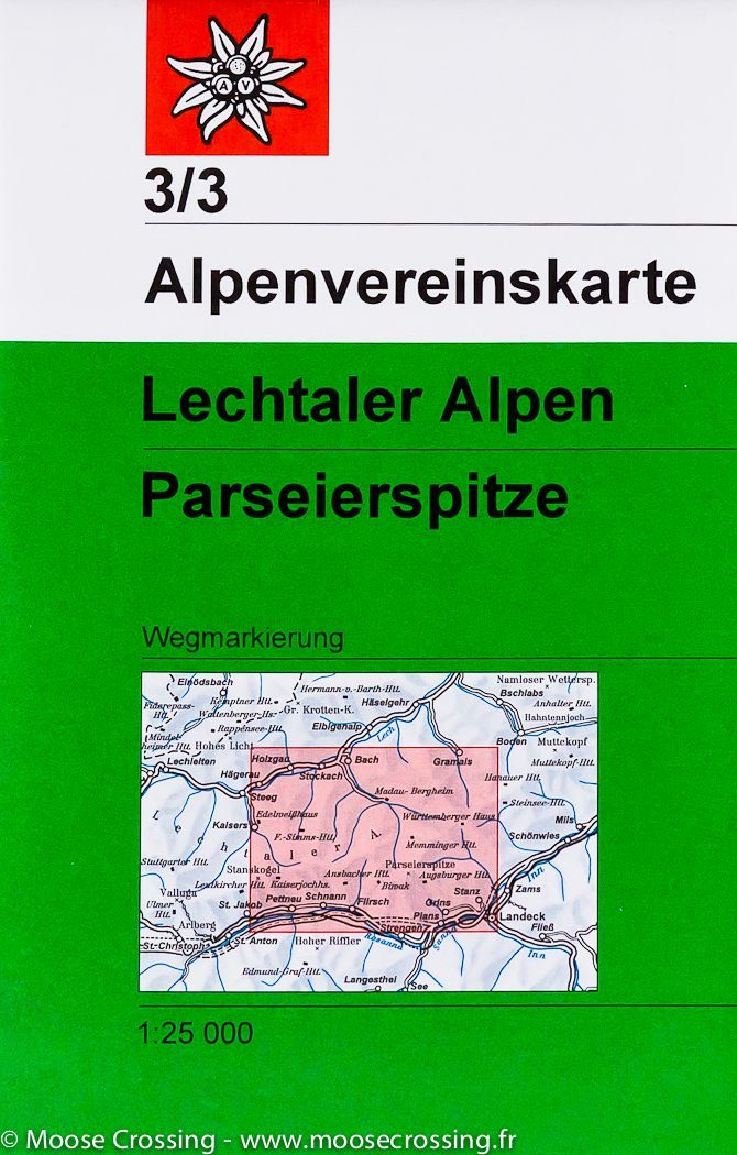 Carte de randonnée - Parseierspitze (Alpes de Lechtal, Tyrol Autrichien) n° 3/3 | Alpenverein carte de randonnée Alpenverein