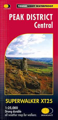 Carte de randonnée - Peak District Central XT25 | Harvey Maps - Superwalker maps carte pliée Harvey Maps 