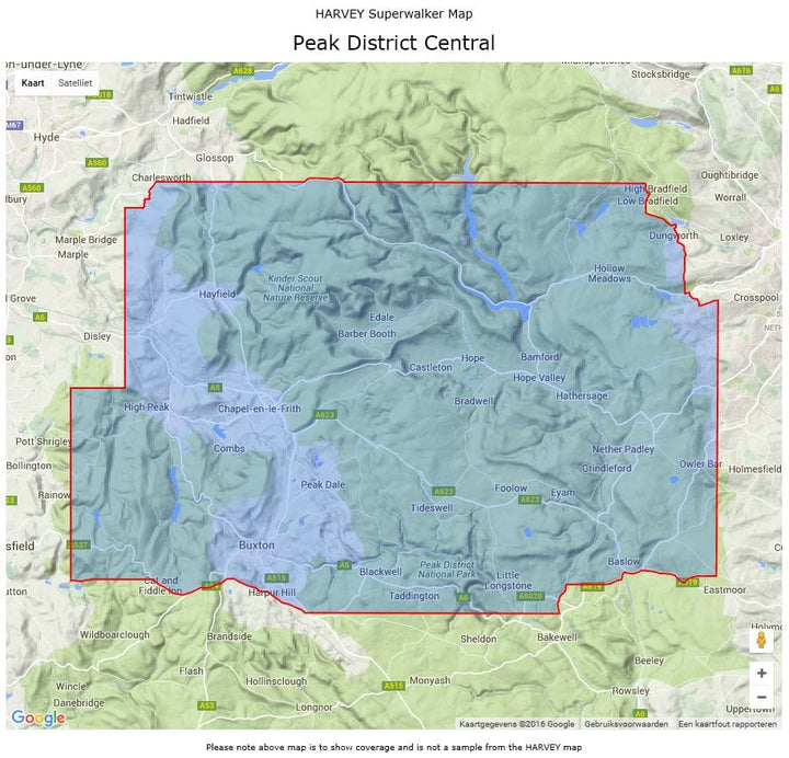 Carte de randonnée - Peak District Central XT25 | Harvey Maps - Superwalker maps carte pliée Harvey Maps 
