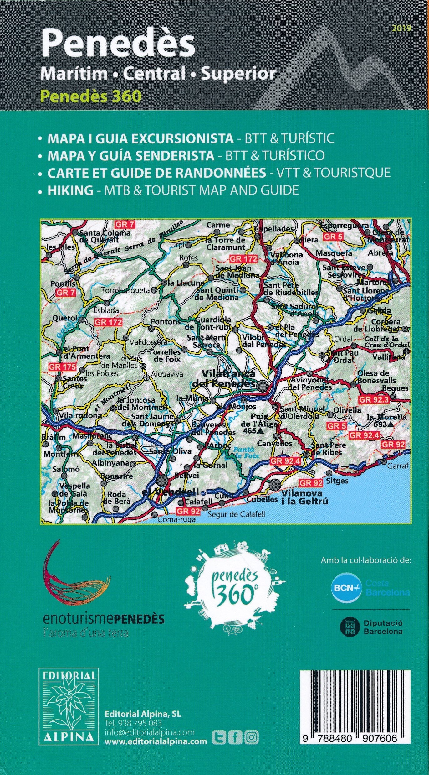 Carte de randonnée - Penedès, Maritim-Central-Superior (Catalogne) | Alpina carte de randonnée Editorial Alpina