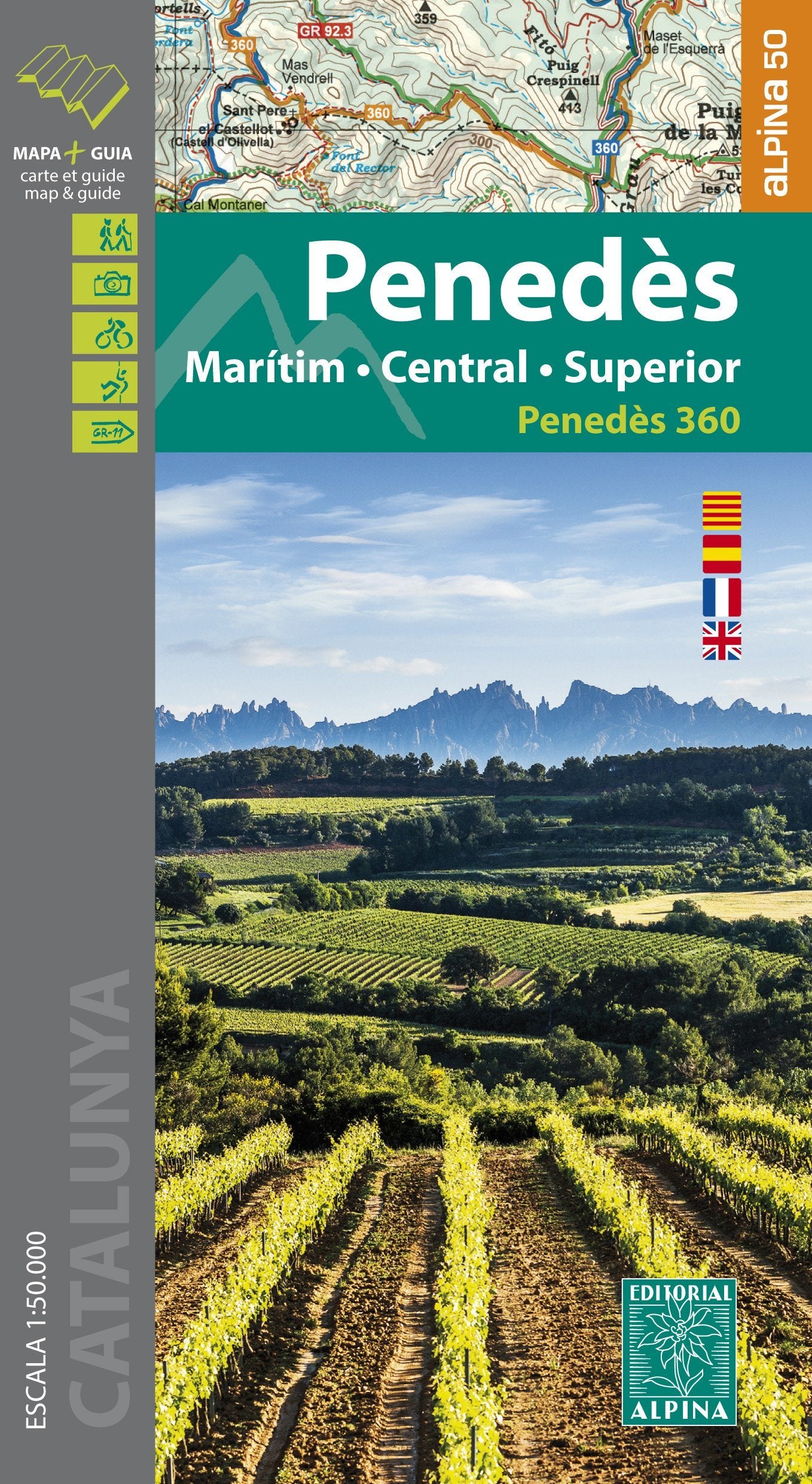 Carte de randonnée - Penedès, Maritim-Central-Superior (Catalogne) | Alpina carte de randonnée Editorial Alpina