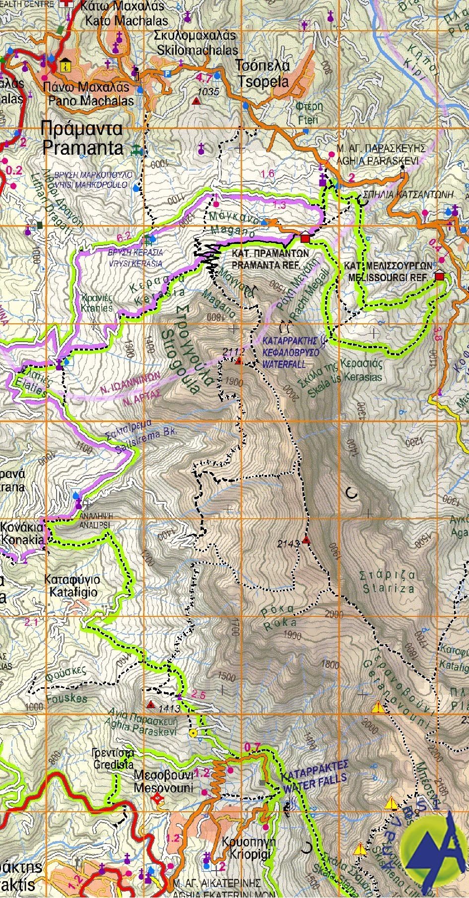 Carte de randonnée n° 3.2 / 4.2 - Pindos Sud | Anavasi carte de randonnée Anavasi