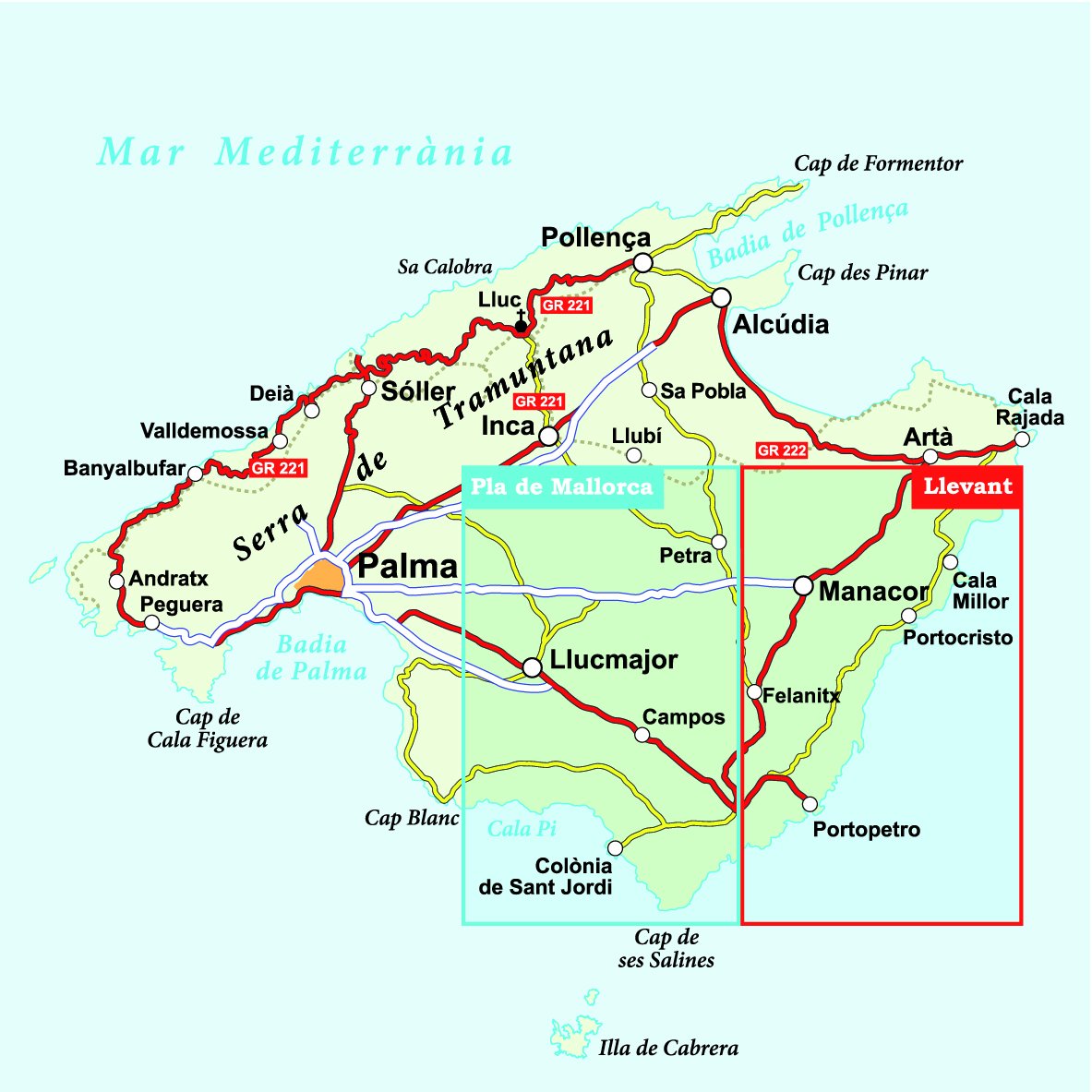 Lot de 2 cartes de randonnée - Pla de Mallorca & llevant (côtes est et sud de Majorque) | Alpina carte de randonnée Editorial Alpina