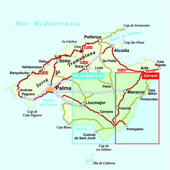 Carte de randonnée - Pla de Mallorca & llevant (côtes est et sud de Majorque) | Alpina carte pliée Editorial Alpina 