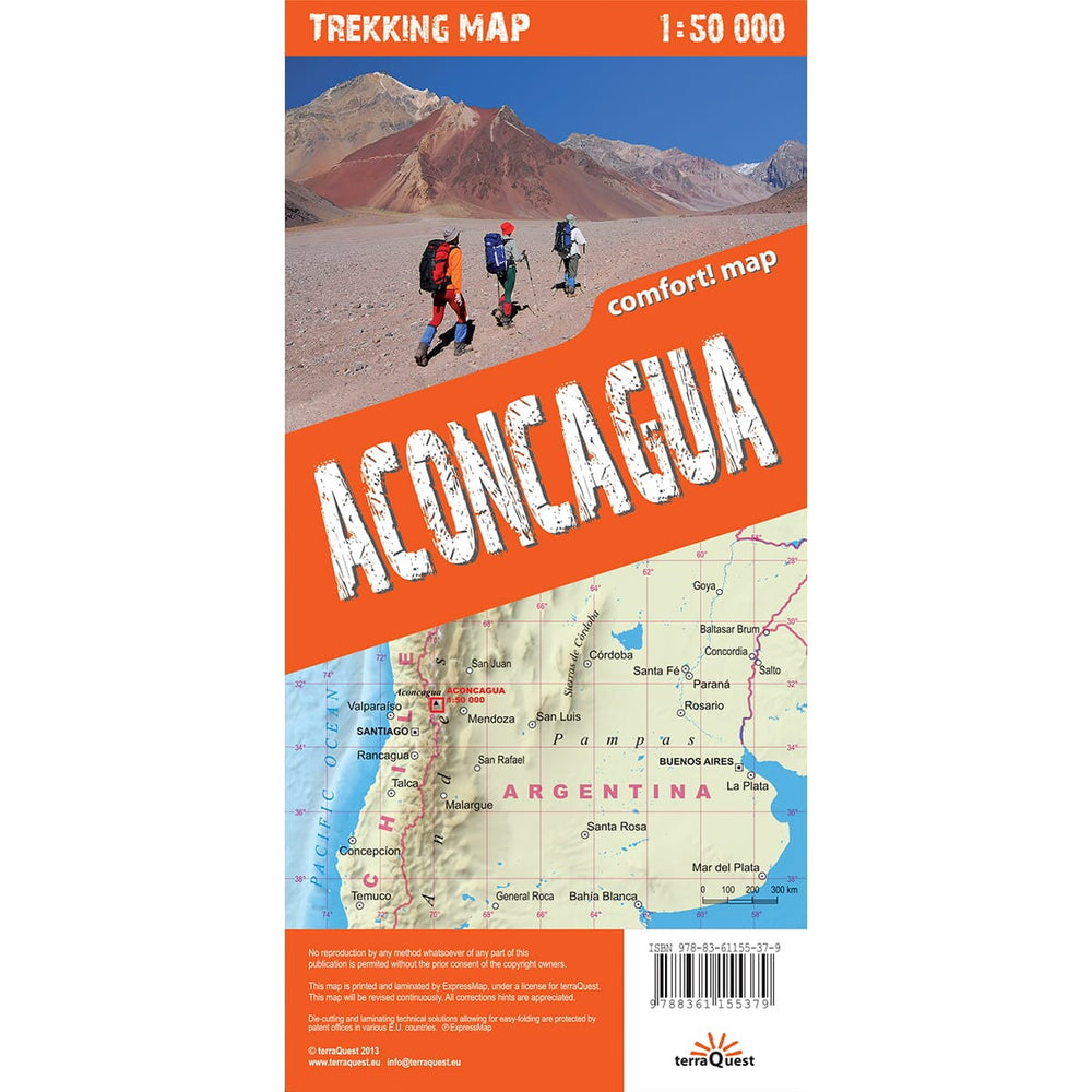 Carte de randonnée plastifiée - Aconcagua | TerraQuest carte pliée Terra Quest 
