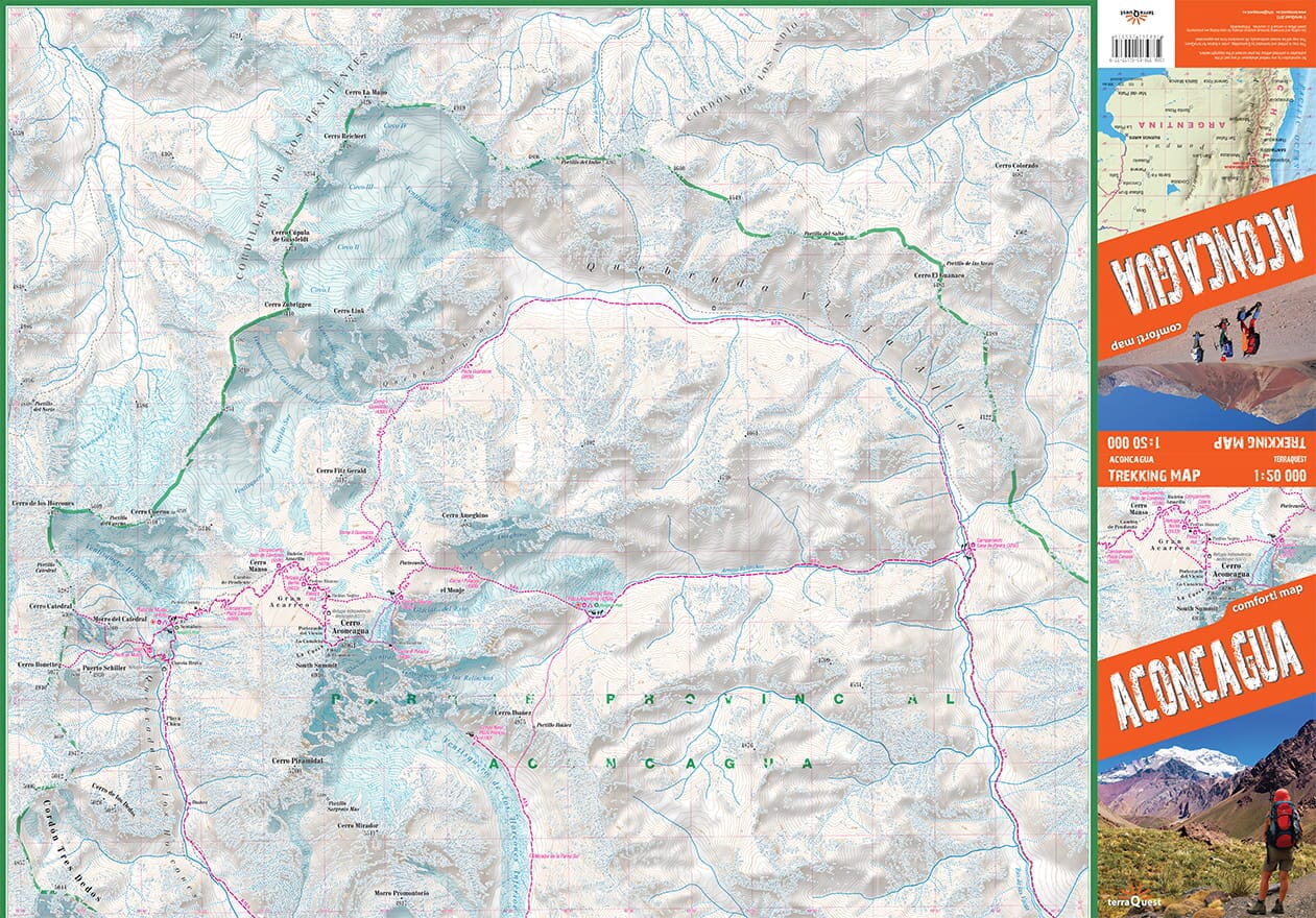 Carte de randonnée plastifiée - Aconcagua | TerraQuest carte de randonnée Terra Quest