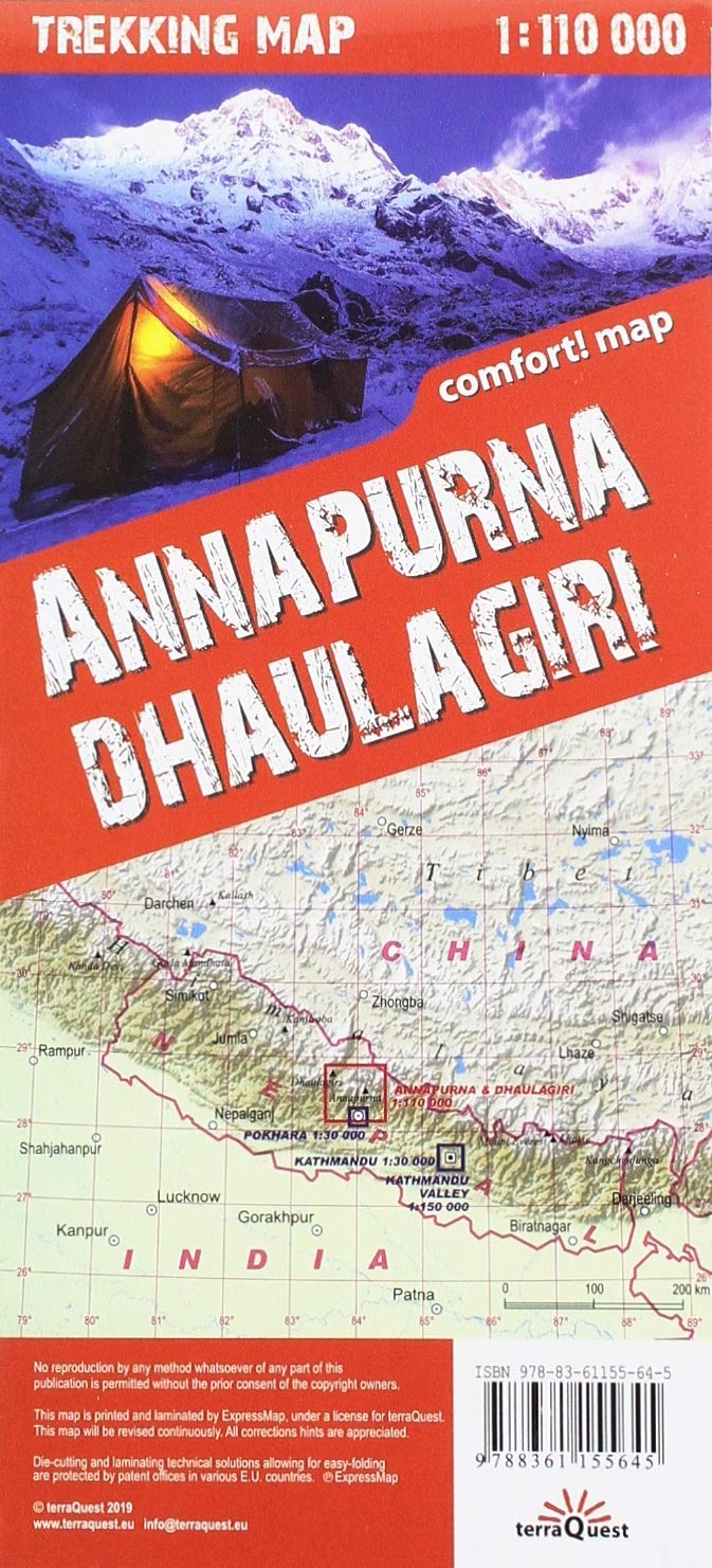 Carte de randonnée plastifiée - Annapurna, Dhaulagiri | TerraQuest carte pliée Terra Quest 