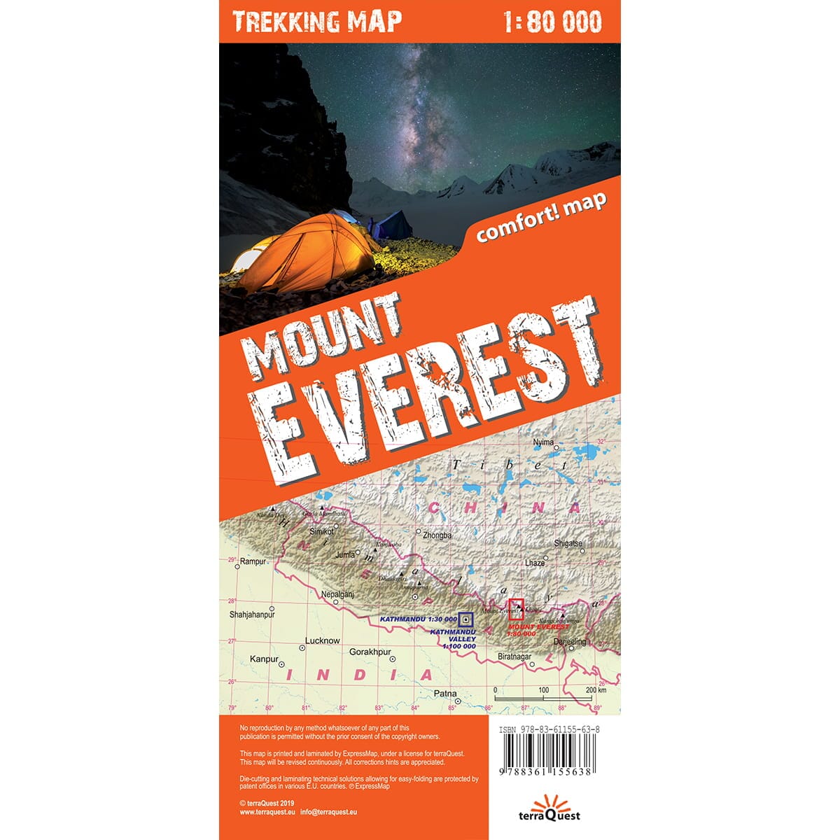 Carte de randonnée plastifiée - Everest | TerraQuest carte de randonnée Terra Quest