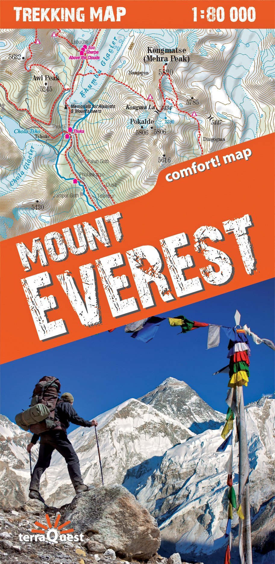 Carte de randonnée plastifiée - Everest | TerraQuest carte de randonnée Terra Quest