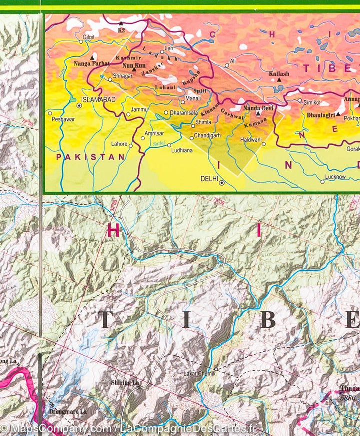 Carte de randonnée plastifiée - Himalaya indienne | TerraQuest carte pliée Terra Quest 