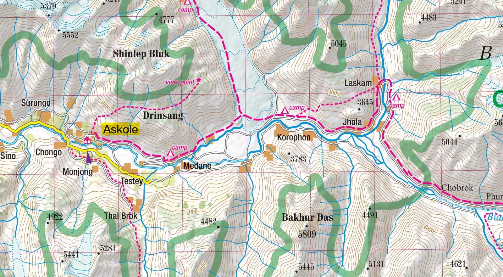 Laminated hiking map - Karakoram, K2, Gasherbrum, Broad Peak