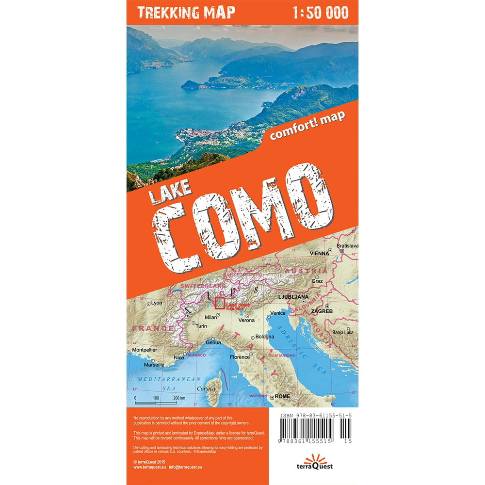 Carte de randonnée plastifiée - Lac de Côme (Italie) | TerraQuest carte pliée Terra Quest 