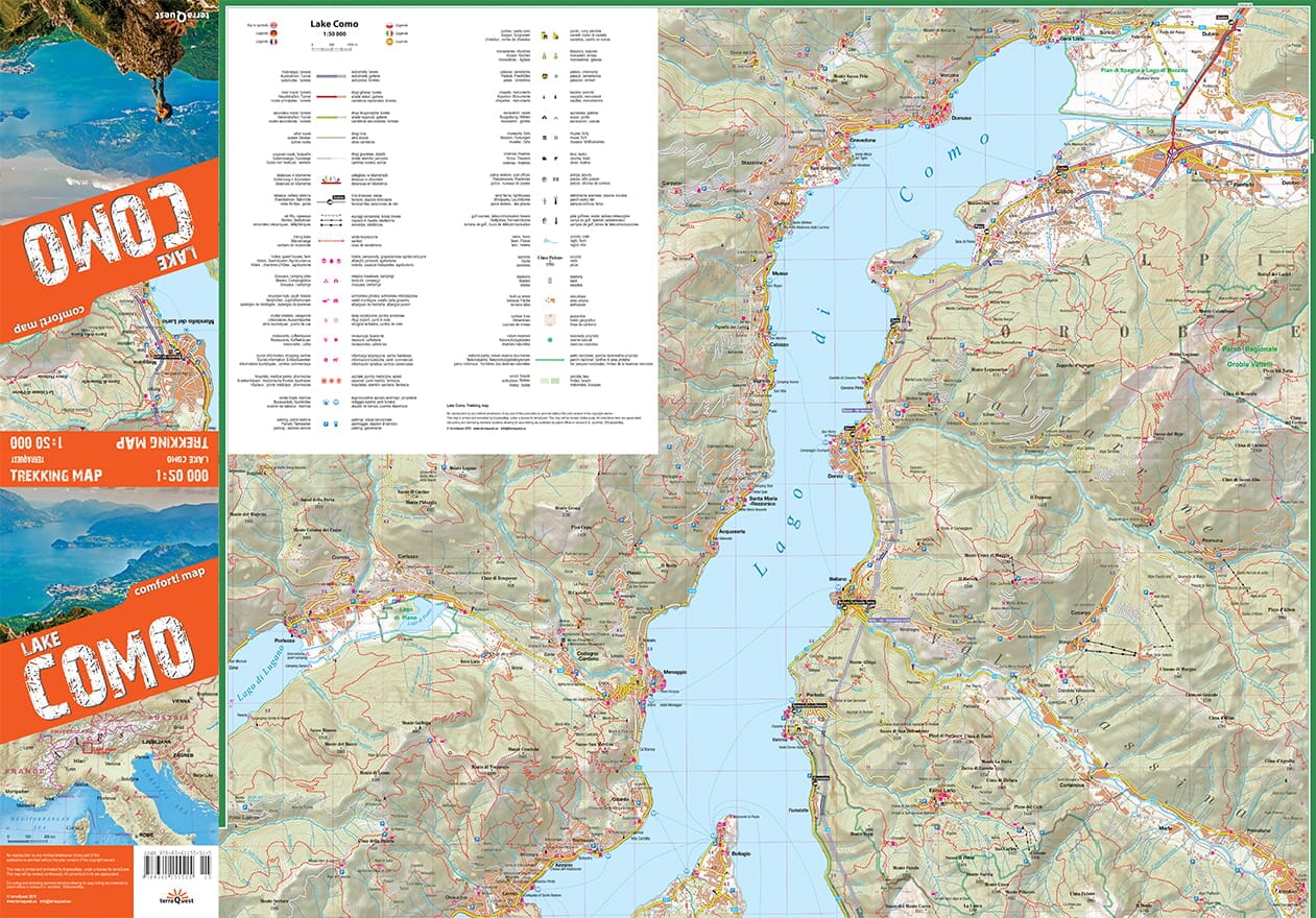 Carte de randonnée plastifiée - Lac de Côme (Italie) | TerraQuest carte de randonnée Terra Quest