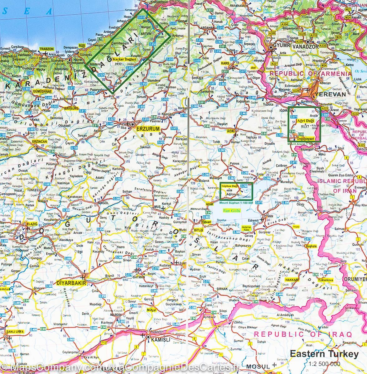 Carte de randonnée plastifiée - Turquie : Les plus hauts sommets | TerraQuest carte de randonnée Terra Quest