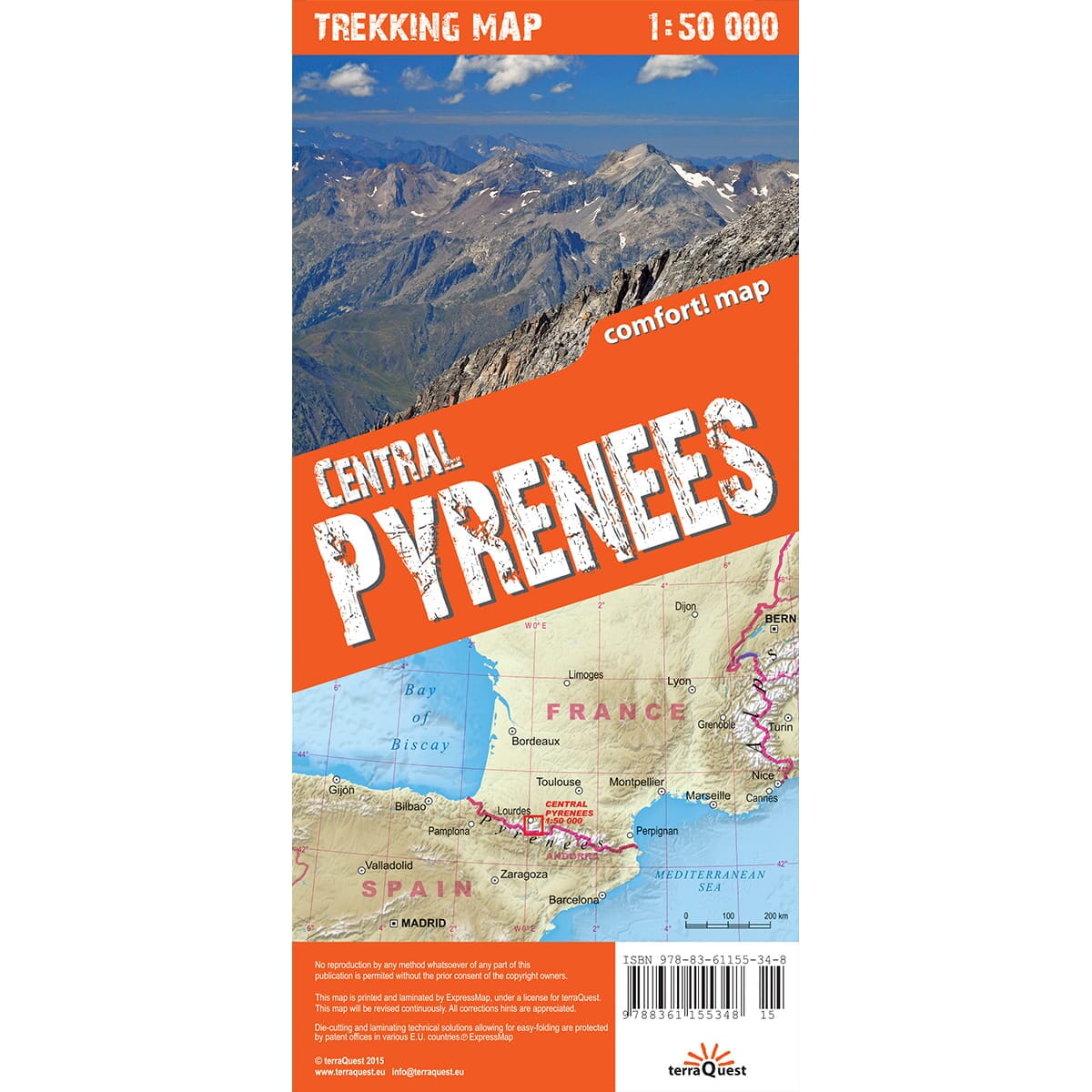 Carte de randonnée plastifiée - Pyrénées Centrales | TerraQuest carte de randonnée Terra Quest
