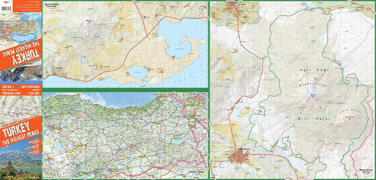 Carte de randonnée plastifiée - Turquie : Les plus hauts sommets | TerraQuest carte de randonnée Terra Quest