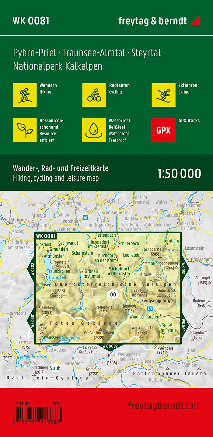 Carte de randonnée - Pyhrn-Priel, Grünau, Almtal, Steyrtal (Alpes autrichiennes), n° WK081 | Freytag & Berndt carte pliée Freytag & Berndt 