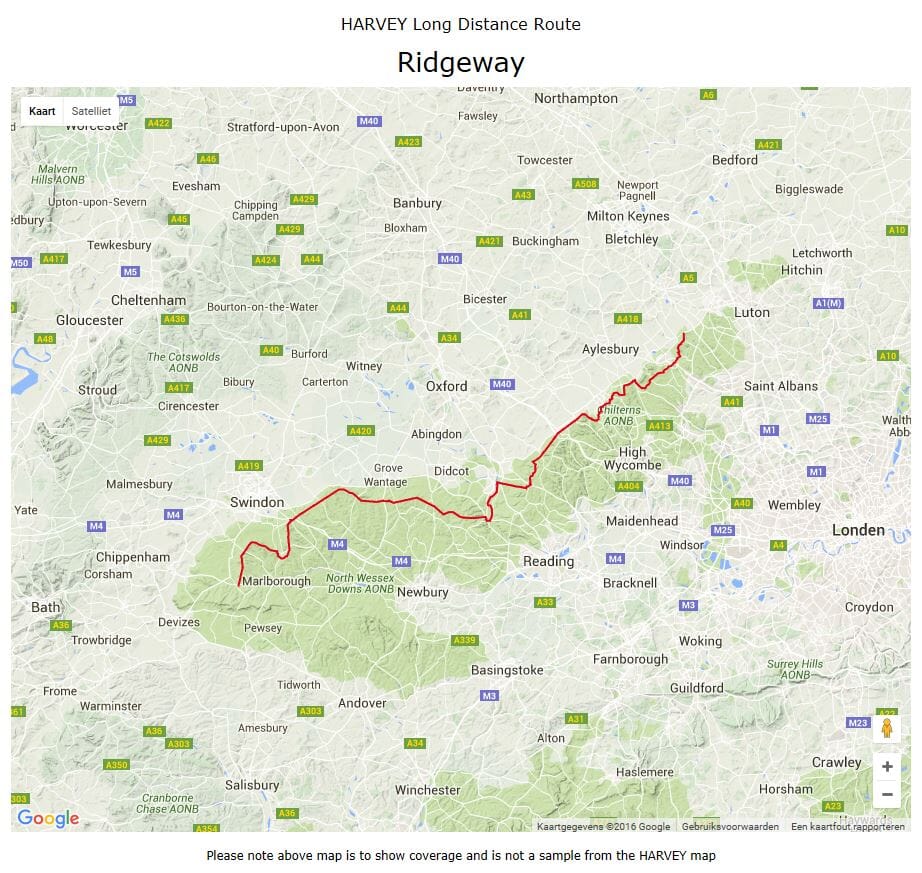 Complete Ridgeway Map Carte de randonnée - Ridgeway XT40 | Harvey Maps - National Trail maps ...