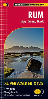 Carte de randonnée - Rum, Eigg, Canna, Muck XT25 | Harvey Maps - Superwalker maps carte de randonnée Harvey Maps