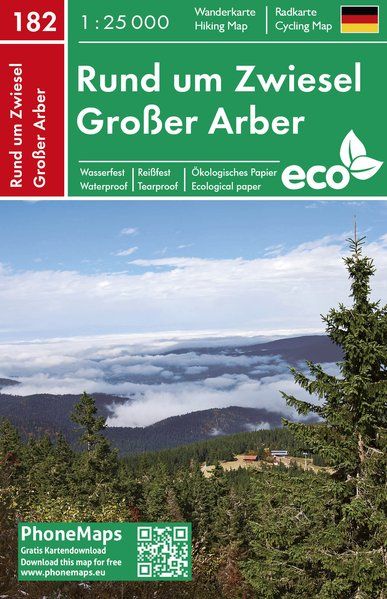 Carte de randonnée n° 182 - Rund um Zwiesel, Großer Arber | PhoneMaps carte de randonnée PhoneMaps