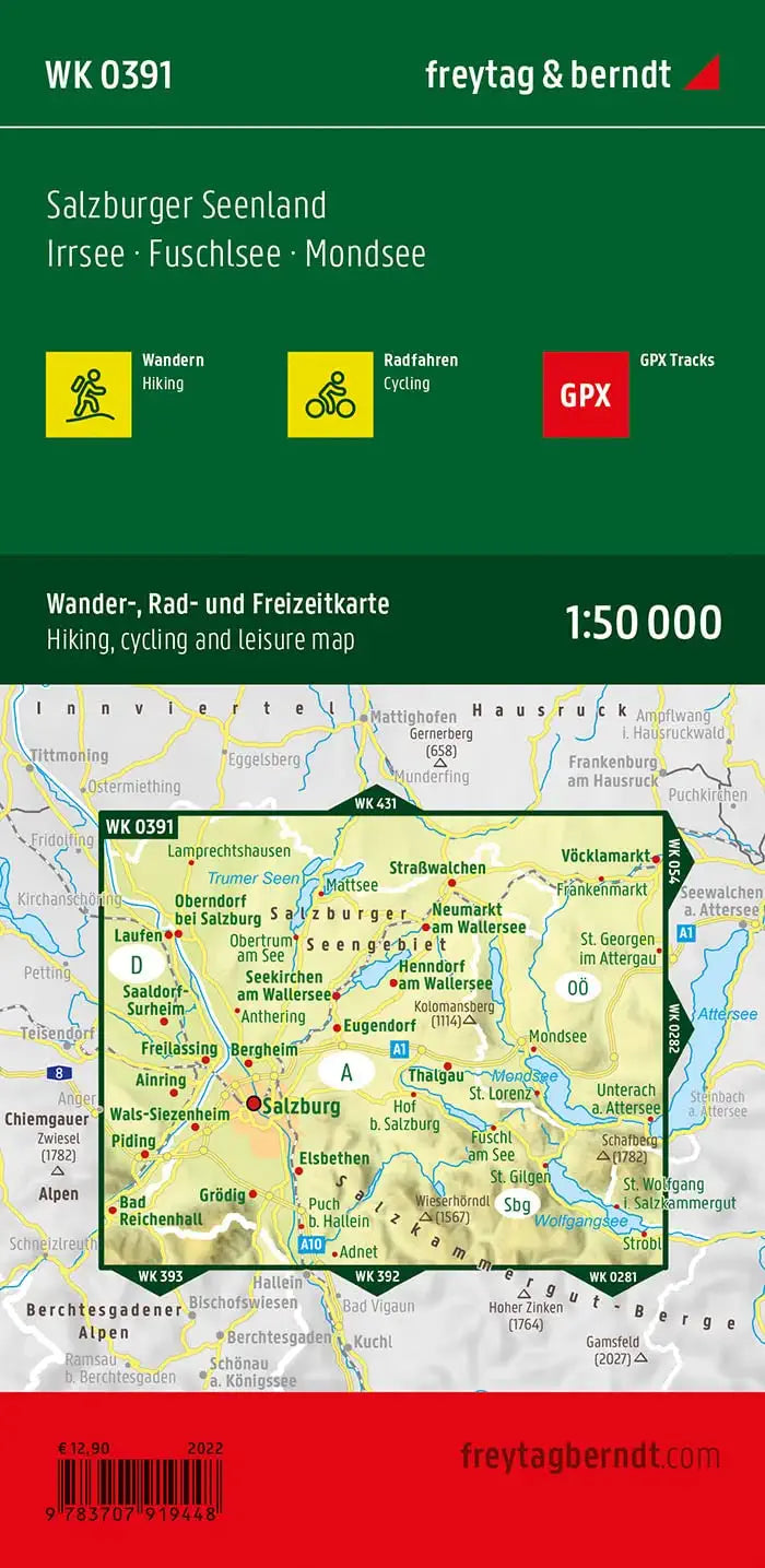 Carte de randonnée - Salzburger Seenland, Irrsee, Fuschlsee (Autriche), n° WK391 | Freytag & Berndt carte de randonnée Freytag & Berndt