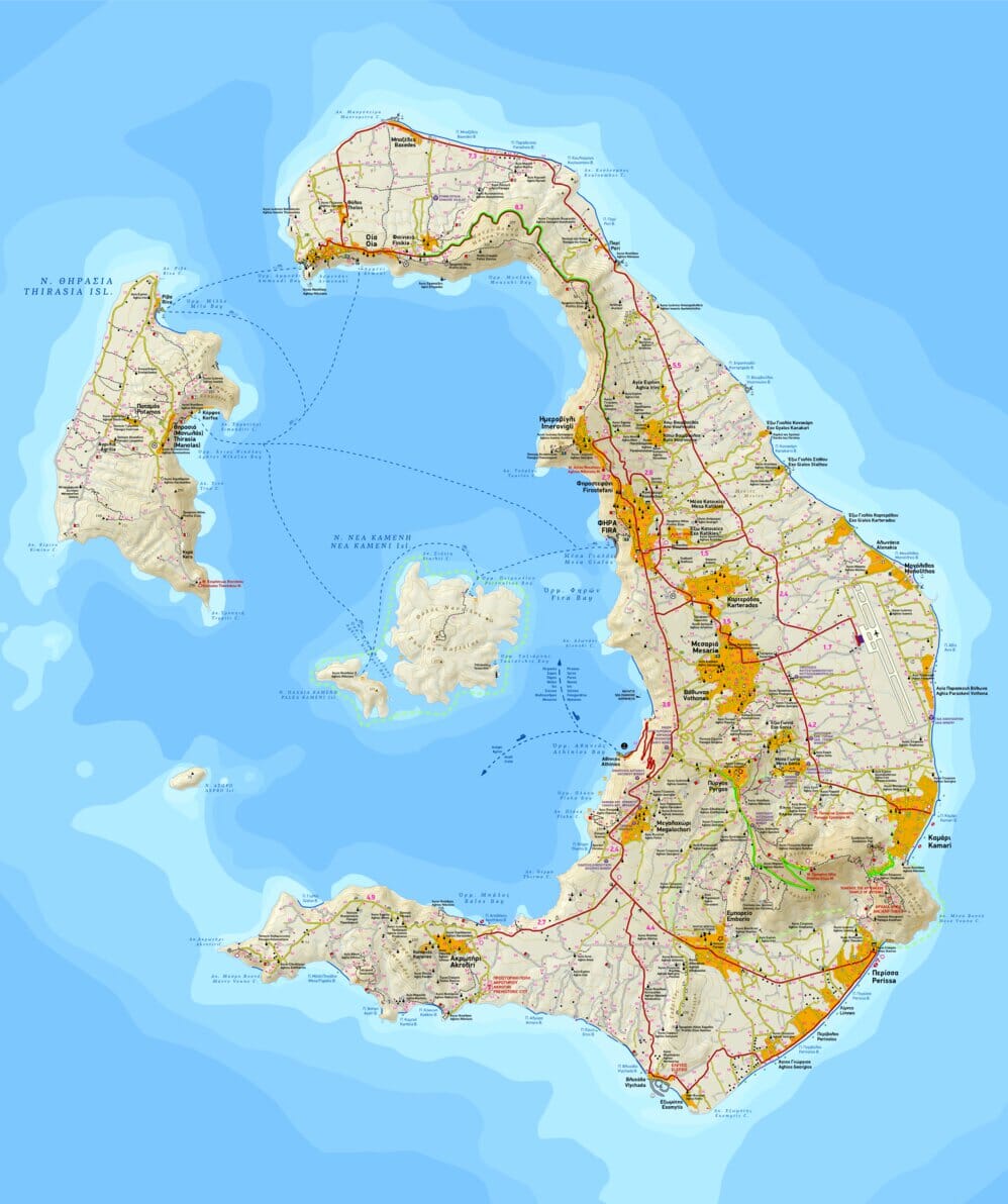 Carte de randonnée - Santorin (Grèce) | Terrain Cartography carte pliée Terrain Cartography 