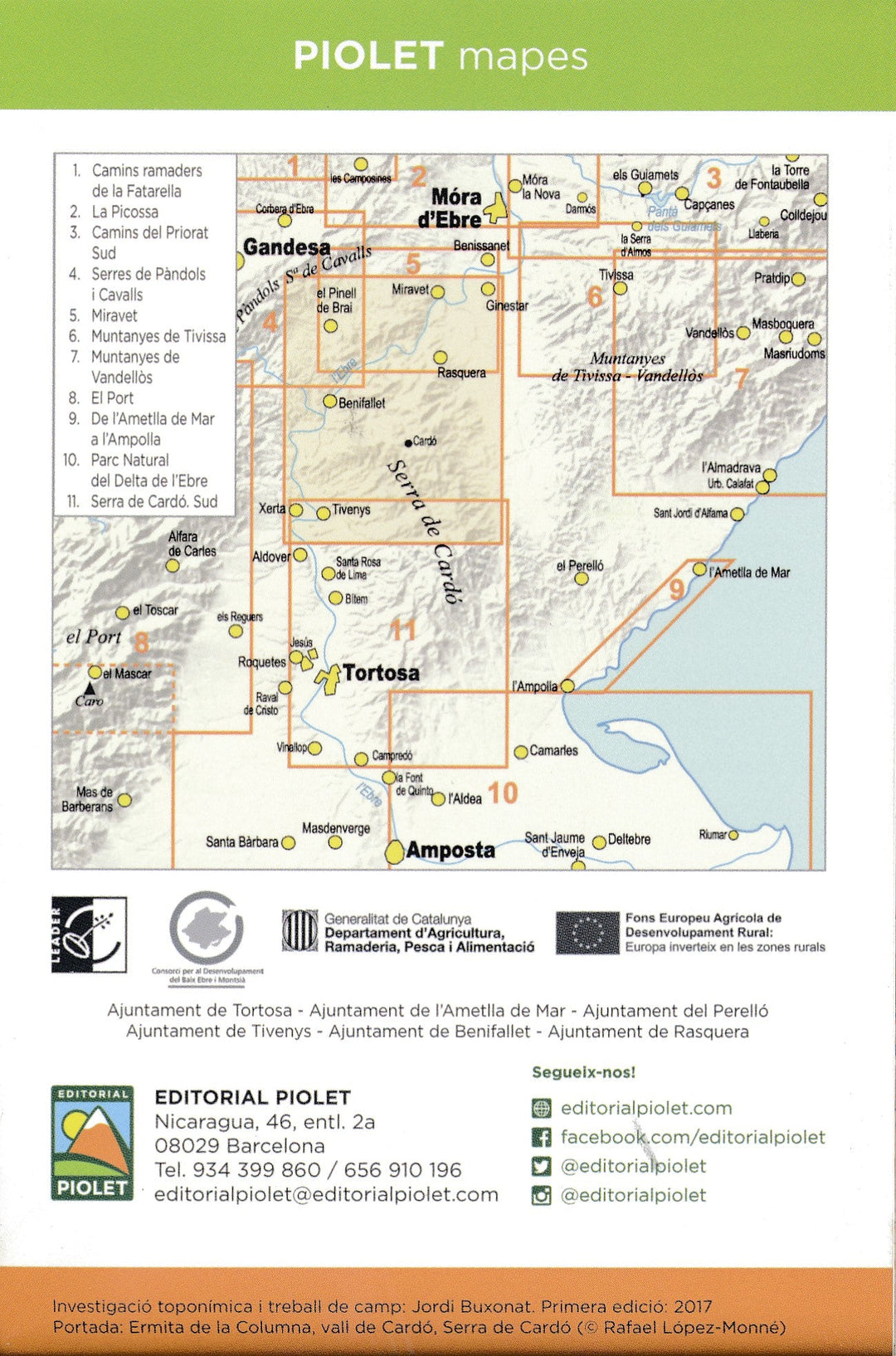 Carte de randonnée - Serra de Cardó (Catalogne) | Piolet carte pliée Editorial Piolet 