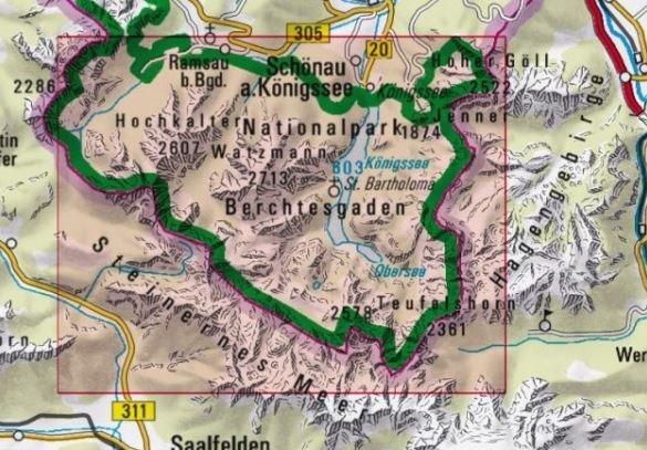 Carte de randonnée & ski - Berchtesgaden NP Watzmann, n° BY21 (Alpes bavaroises) | Alpenverein carte pliée Alpenverein 