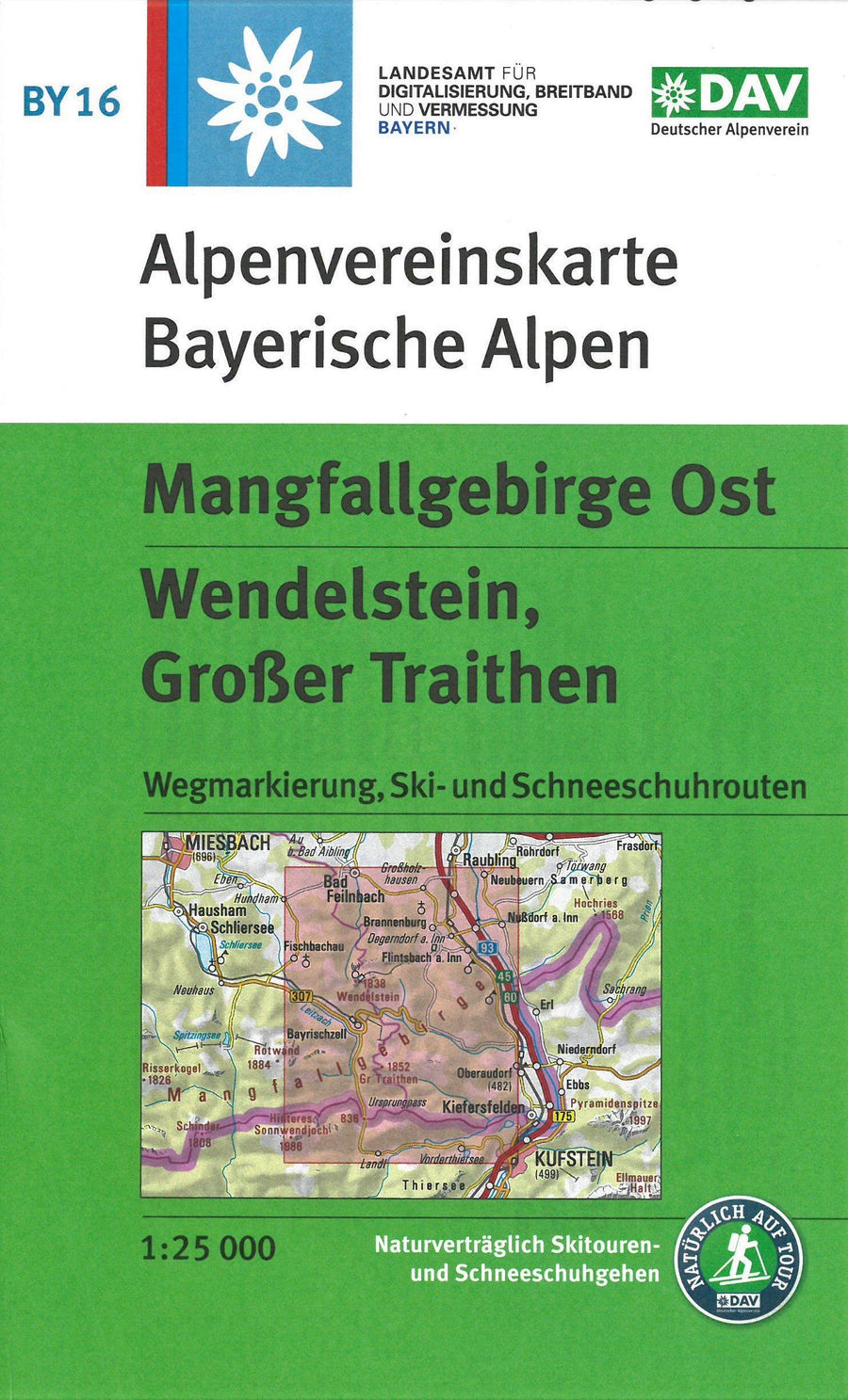 Carte de randonnée & ski - Mangfallgebirge Est, Wendelstein, n° BY16 (Alpes bavaroises) | Alpenverein carte pliée Alpenverein 
