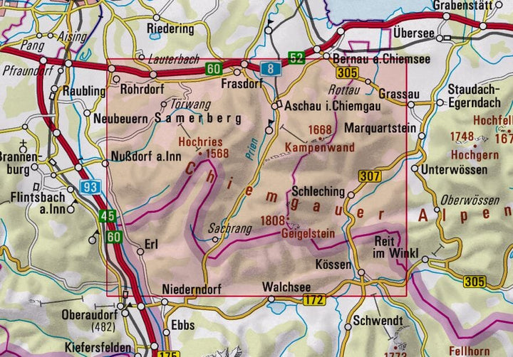 Carte de randonnée & ski n° BY17- Chiemgauer Alpen Ouest, Hochries, Geigelstein (Alpes bavaroises) | Alpenverein carte pliée Alpenverein 