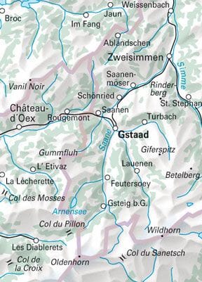 Carte de randonnée (ski, raquettes) - Gstaad - Saanenland (Suisse) | Hallwag carte de randonnée Hallwag