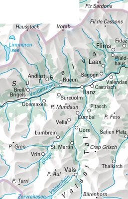 Carte de randonnée (ski, raquettes) - Surselva - Flims - Laax (Suisse) | Hallwag carte de randonnée Hallwag
