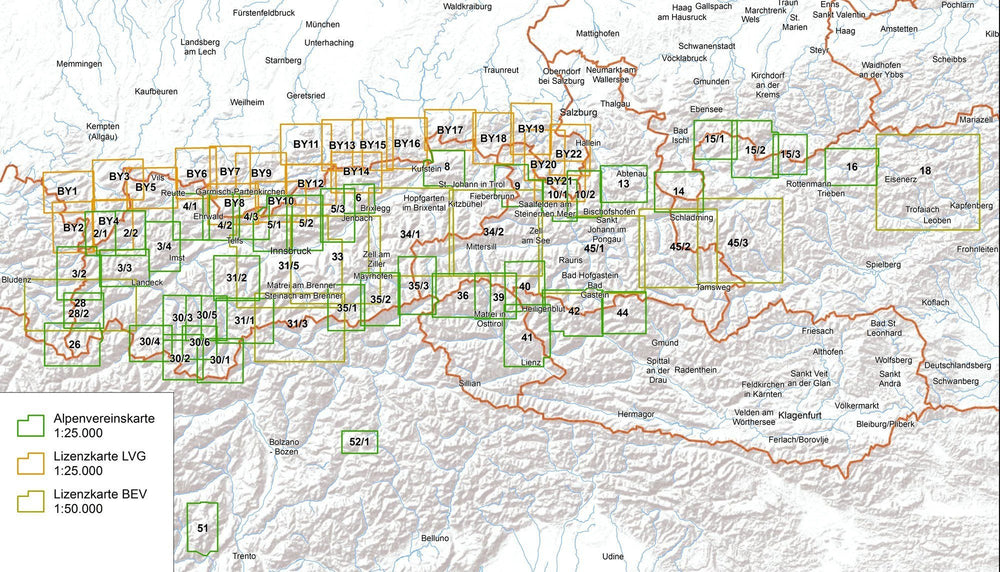 Carte de randonnée & ski - Tannheimer Berge Köllenspitze, Gaishorn, n° BY05 (Alpes bavaroises) | Alpenverein carte pliée Alpenverein 