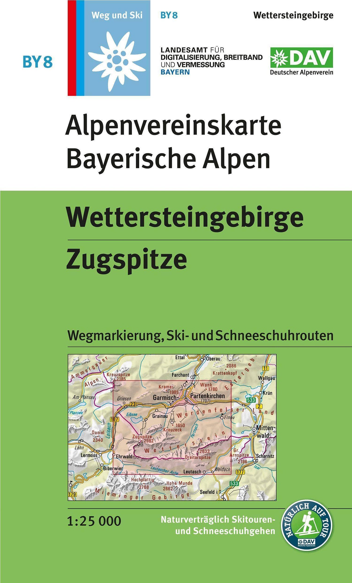 Carte de randonnée & ski n° BY08 - Wettersteingebirge Zugspitze (Alpes bavaroises) | Alpenverein carte de randonnée Alpenverein