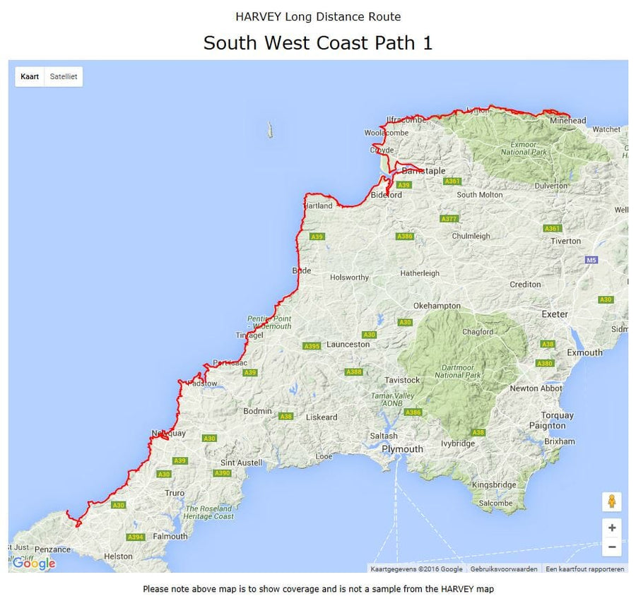 Swpp Path Map Carte de randonnée - South West Coast Path 1 XT40 | Harvey Maps - Nati ...