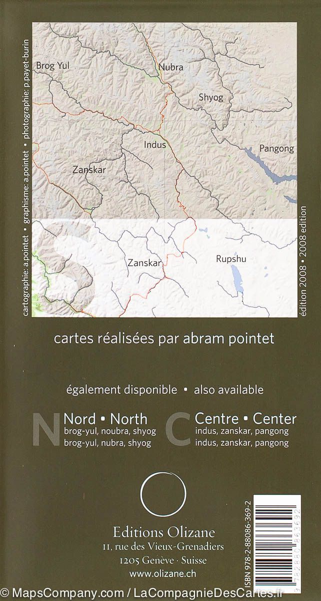 Carte de randonnée - Sud du Ladakh et du Zanskar (Inde) | Olizane carte de randonnée Olizane