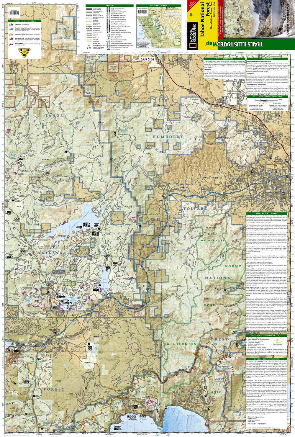 Carte de randonnée - Tahoe National Forest East - Sierra Buttes, Donner Pass (Californie), n° 805 | National Geographic carte pliée National Geographic 