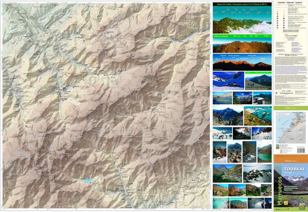 Carte de randonnée - Toubkal, Haut Atlas Marocain | Piolet carte pliée Editorial Piolet 