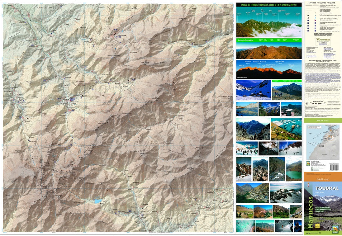 Carte de randonnée - Toubkal, Haut Atlas Marocain | Piolet carte de randonnée Editorial Piolet