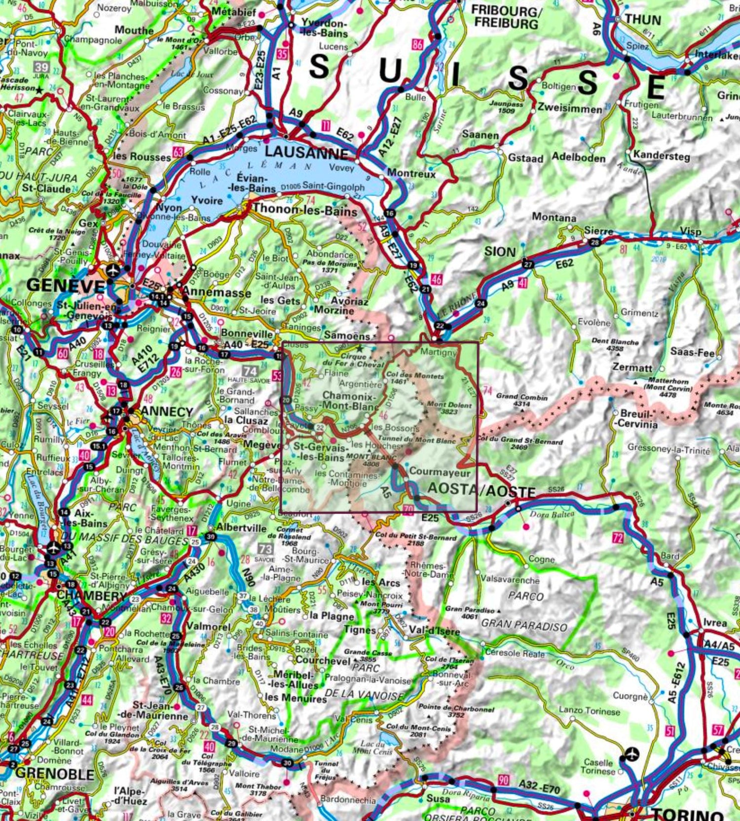 Carte de randonnée - Tour du Mont Blanc | IGN carte de randonnée IGN