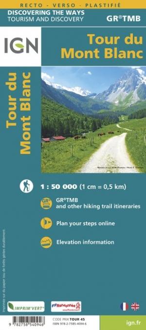Carte de randonnée - Tour du Mont Blanc | IGN carte pliée IGN 